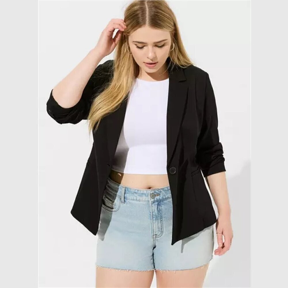 Torrid - Chelsea Studio Luxe Ponte Blazer in Deep Black​​​​​